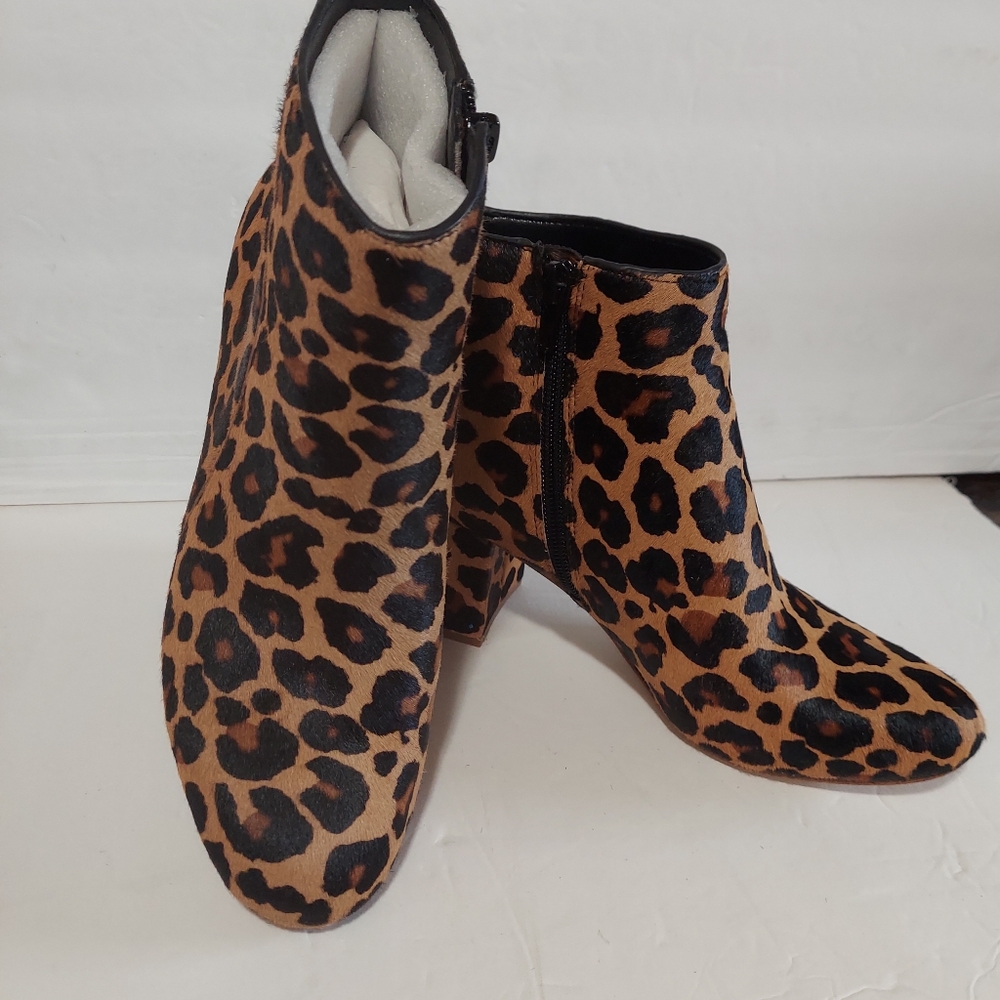 INC INTERNATIONAL CONCEPTS BOOTIES FlORIANN LEOPARD CALF FUR ANKLE BOOTS 6M
